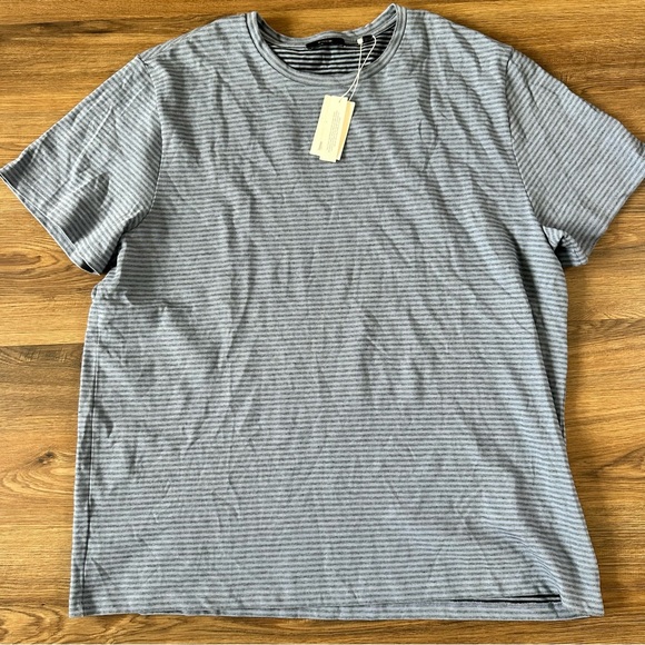 Vince Short Sleeve Crewneck Cotton T-Shirt Blue Stripes Preppy Mens XXL 2XL NWT - Picture 2 of 12